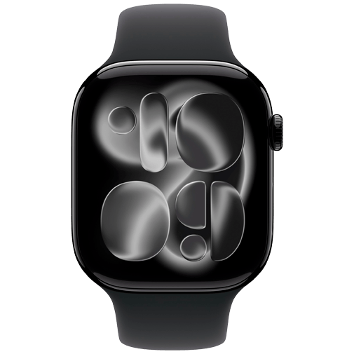 Apple Watch Series 11 46mm Zwart (Zwarte Rubberen Band S/M)
