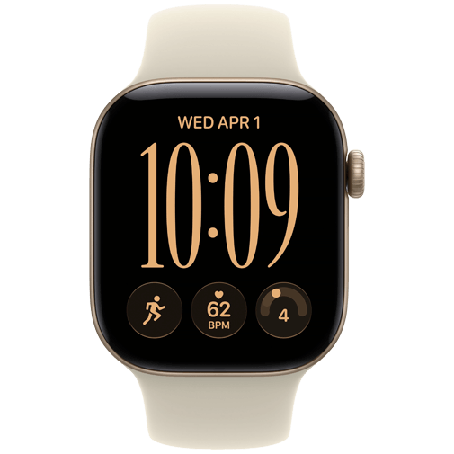 Apple Watch Series 12 42mm Goud (Beige Rubberen Band S/M)