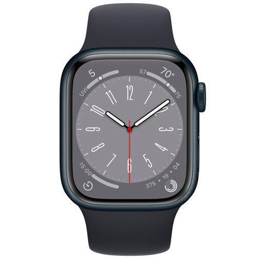 Apple Watch Series 8 41mm Zwart (Zwarte Siliconenband) - Belsimpel