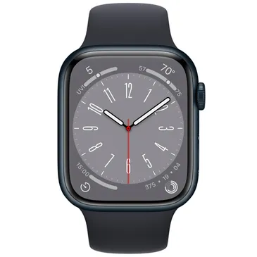 Apple Watch Series 8 45mm Schwarz (Schwarzes Silikon Armband)