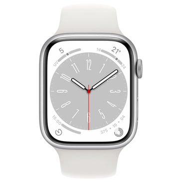 Apple Watch Series 8 4G 45mm Silver Aluminium (White Silicone Strap)