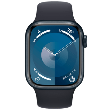 Apple Watch Series 9 41mm Zwart (Zwarte Siliconenband M/L)