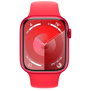 Apple Watch Series 9 45mm Rød (Rød Silikonreim M/L)