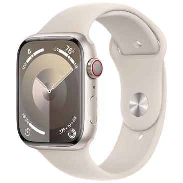 Apple Watch Series 9 4G 45mm Goud (Gouden Siliconenband S/M)