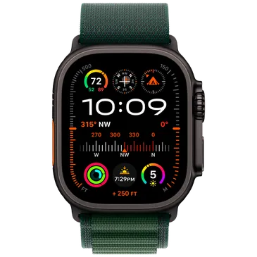 Apple Watch Ultra 2 Svart (Mørkegrønt Nylonreim S)