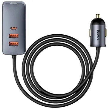 Baseus Dual USB USB-C Chargeur De Voiture 120W Gris