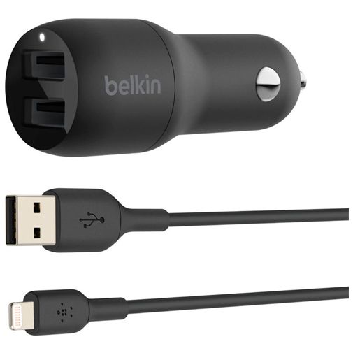 blouse Adelaide slecht humeur Belkin Boost Charge Dual USB Snelle Autolader 12W + Lightning Kabel Zwart -  Belsimpel