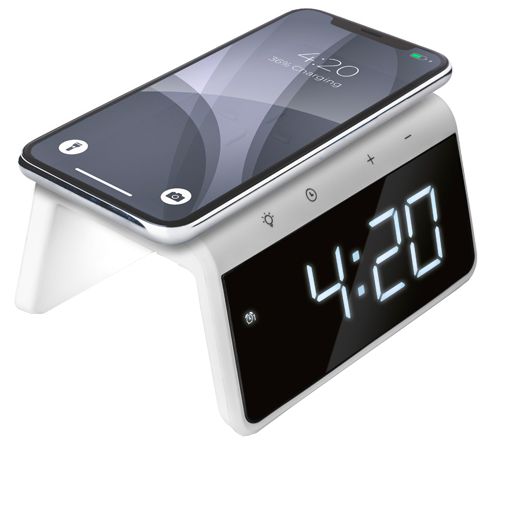 Caliber HCG019QI-A Caricabatterie Rapido Wireless 10W + Alarm Clock Bianco