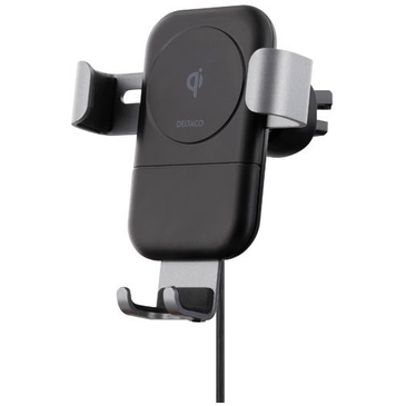 Deltaco QI-1030 Qi Trådløs Hurtiglader/Mobilholder til Bil 10W Svart