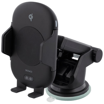 Deltaco QI-1031 Qi Trådløs Hurtiglader/Mobilholder til Bil Sensor 10W Svart