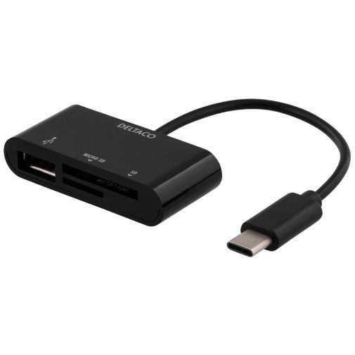 Deltaco USB-C Card Reader Black