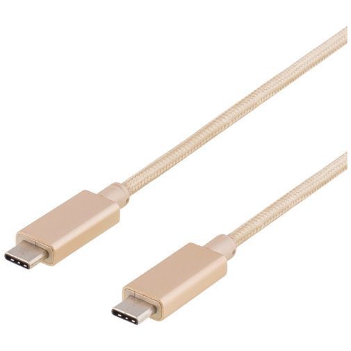 Deltaco USB-C naar USB-C Kabel Fabric Coated 1 meter Gold