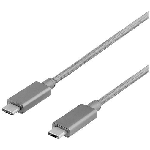 Deltaco USB-C naar USB-C Kabel Fabric Coated 1 meter Grey