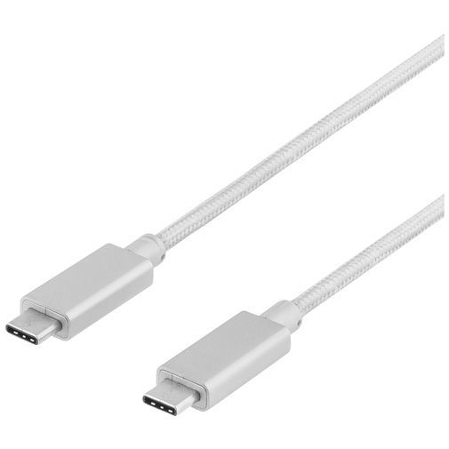 Deltaco USB-C naar USB-C Kabel Fabric Coated 1 meter Silver