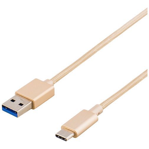 Deltaco USB naar USB-C Kabel Fabric Coated 1 meter Gold