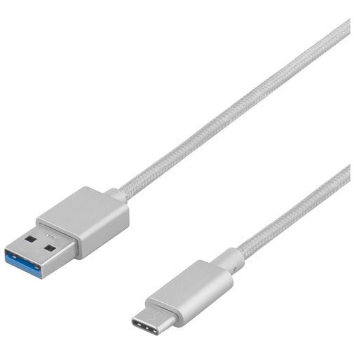 Deltaco USB naar USB-C Kabel Fabric Coated 1 meter Silver