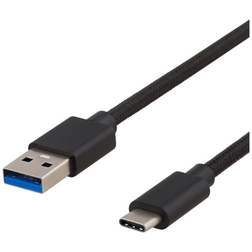 Deltaco USB to USB-C Cable Fabric Coated 1 metre Black