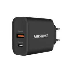 Fairphone Dual USB USB-C Quick Charger 30W Black