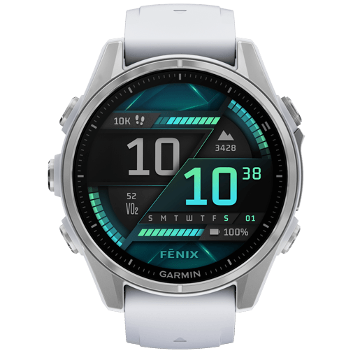 Garmin Fenix 8 43mm Zilver (Witte Siliconenband)
