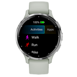 Garmin Venu 3S Argent (Bracelet Silicone Vert)