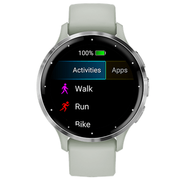 Garmin Venu 3S Zilver (Groene Siliconenband)