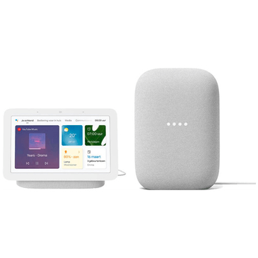 Google Nest Hub 2 + Google Nest Audio 2 Hvit