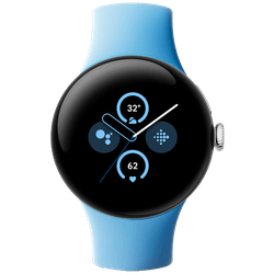 Google Pixel Watch 2 Argent (Bracelet Silicone Bleu) 
