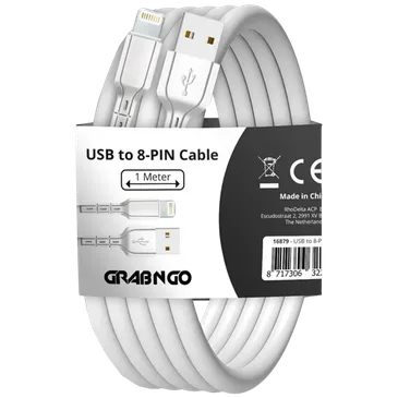 Grab 'N Go Lightning Câble 1 Mètre Blanc
