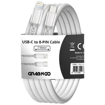 Grab 'N Go USB-C - Lightning Cable 2 Metres White