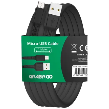 Grab 'N Go USB - Micro-USB Câble 1 Mètre Noir