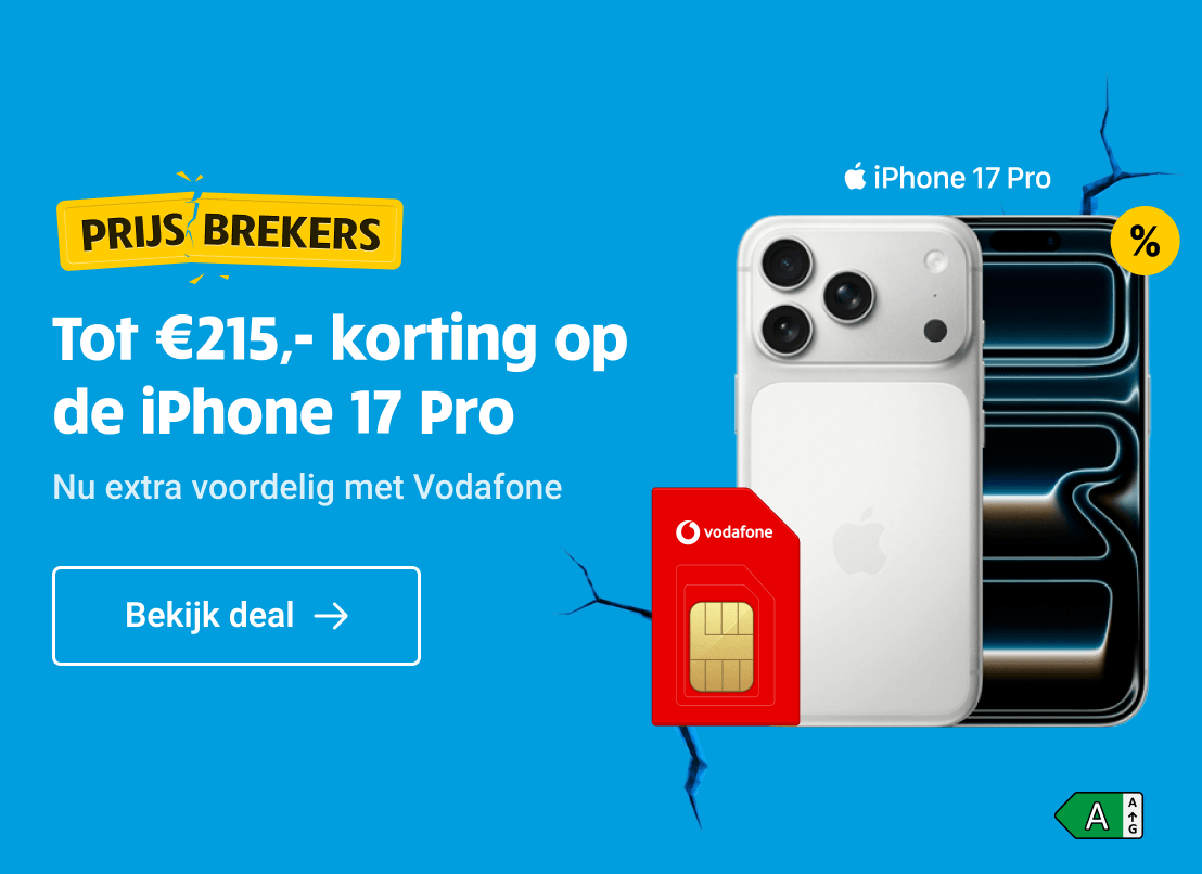 Prijsbreker: €215,- korting op de iPhone 17 Pro in combinatie met Vodafone.