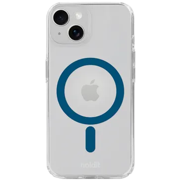 Holdit Silicone  Back Cover Transparent/Blue Magnetic Apple iPhone 13/14/15