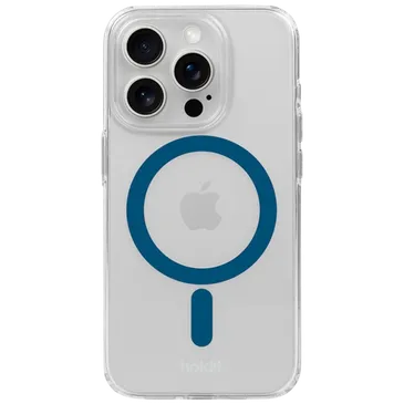 Holdit Silicone  Back Cover Transparent/Blue Magnetic Apple iPhone 15 Pro Max