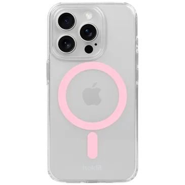 Holdit Silicone Back Cover Transparent/Pink Magnetic Apple iPhone 15 Pro