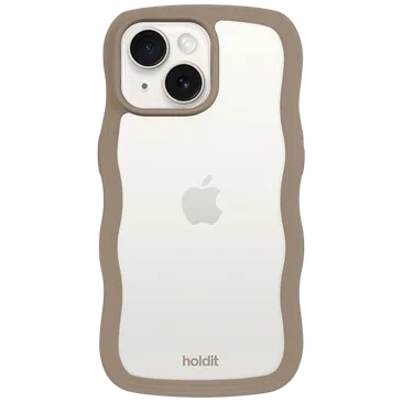 Holdit Wavy TPU Back Cover Transparent/Brown Apple iPhone 13/14/15