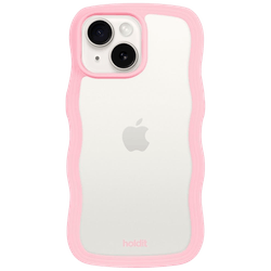 Holdit Wavy TPU Back Cover Transparant/Roze Apple iPhone 13/14/15