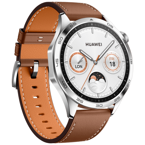 Huawei Watch GT 4 46mm Silver Brown Leather Strap Gomibo.ie