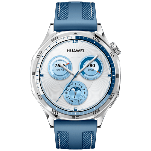 Huawei Watch GT 5 46mm Silver Blue Fabric Strap Gomibo.mt