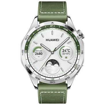 Huawei Watch GT 4 46mm Silver (Green Silicone  Strap)