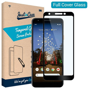 Just in Case Full Cover Tempered Glass Screen Protector Black Google Pixel 3a