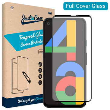 Just in Case Full Cover Tempered Glass Screen Protector Black Google Pixel 4a