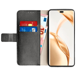 Just in Case Pu-Leather Book Case Black Honor 200 Pro