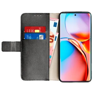 Just in Case Cuir Pu Book Coque Noir Motorola Edge 40 Pro
