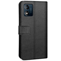 Just in Case Pu Lær Book Deksel Svart Motorola Moto E13