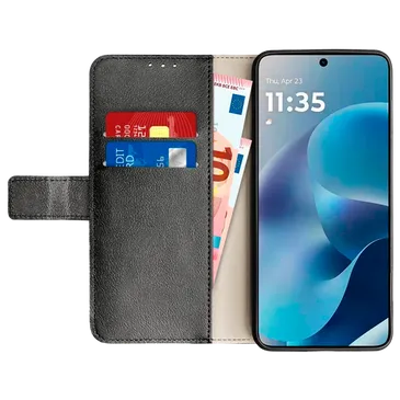 Just in Case PU-Couro Book Capa Preto Motorola Moto G17/G17 Power