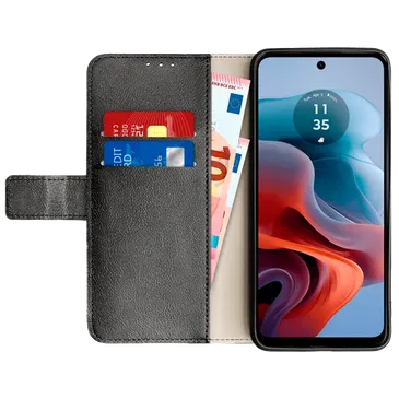 Just in Case Cuir Pu Book Coque Noir Motorola Moto G34