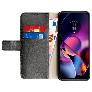 Just in Case Cuir PU Book Coque Noir Motorola Moto G54/G54 Power