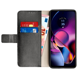 Just in Case Pu-Leather Book Case Black Motorola Moto G54