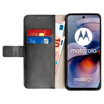 Just in Case Cuir Pu Book Coque Noir Motorola Moto G55