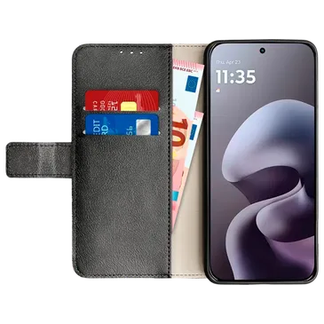 Just in Case PU-Couro Book Capa Preto Motorola Moto G67/G77